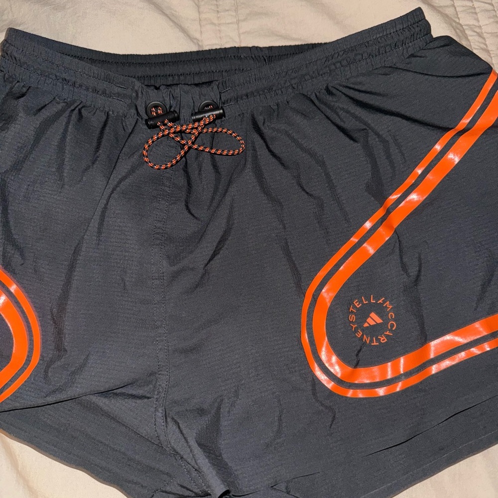 Adidas by Stella McCartney Men's Black Shorts with Orange Accents